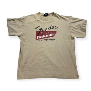Fender Solidbody T-Shirt Men's XL Tan Short Sleeve Crewneck Streetwear Casual